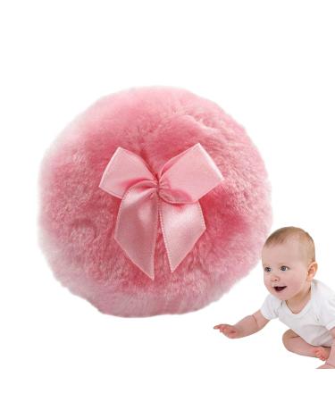 Flufy Plush Powder Puff - Portable Ultra Soft Plush Baby Powder Puff | Plush Baby Flufy Powder Puff with Cute Bowknot | Makeup Puff | Comfortable Kids Body Talcum Powders Puff for Loose Powder Pink