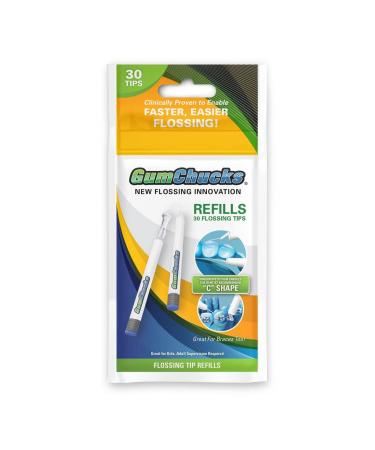 GumChucks | Faster Easier Flossing! | Universal Adults/Kids Flossing Tip Refills (36 Count) Flossing Tips Refills (30 Count)