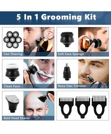 5-in-1 Electric Head Shaver for Bald Men - 7 Blades Waterproof & Rechargeable Perfect for Nose Hair Trimming - Buy Online on GoSupps.com