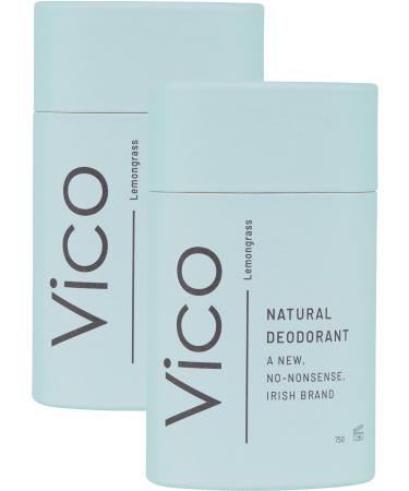 Vico Natural Plastic Free Deodorant Stick 2.65 Oz Lemongrass (2-Pack) - Effective Odor Protection Plastic Free Vegan Cruelty Free Unisex Men Women Lemongrass 2 Pack