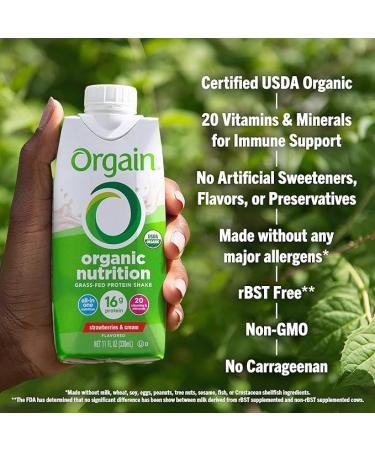 Orgain Clean Protein Shake Grass Fed Dairy Vanilla Bean (Pack of 12) and Orgain Organic Nutritional Protein Shake Strawberries & Cream (Pack of 12) - Buy Online on GoSupps.com