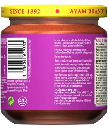 AYAM Sauce Satay Tha | 100% Ingr dients Naturels | Haute Qualit | Saveurs Authentiques Tha | Cuisiner chez Soi | BBQ | Alimentation Saine | Sans Gluten | Sans Conservateurs - 220g - Lot de 3 - Buy Online on GoSupps.com