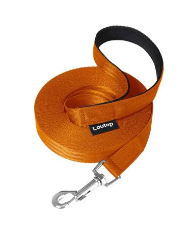Loutep Training line for dogs 25 m orange hard-wearing nylon-length leash dog leash with padded handle and robust talking hook-leash for pet obey 25m orange