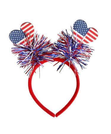 KOLONAMS Independence Day Headband 4th of July Head Boppers Patriotic Flag Heart Hair Band Hair Hoop American Red White Blue Headwear Hairpins for Adult Kids Party Dress Up Photography Props 1Pcs