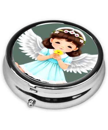 Shop Cute Little Angel Round Pill Box - 3 Compartment Portable Travel Organizer for Effective Medication Management - Buy Online on GoSupps.com