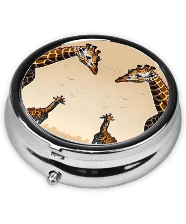 Mother and Child Giraffe Round Pill Box - 3 Compartment Portable Organizer for Purse or Pocket - Ideal Travel Pill Case - Buy Online on GoSupps.com