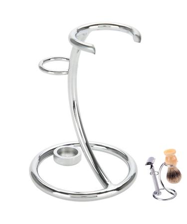Shaving brush holder metal shaving brush stand holder shaving racks portable 2 in 1 curved design for set holder razor and brush stand universal for men facial care silver - Buy Online on GoSupps.com