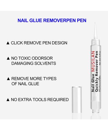  MUSILAN 3pcs 7ml Nail Glue Remover Pen for Pressed Nails 3 in 1 Nail Glue Remover Pen Click Removal Pen Design for False Nails Adhesive Unbinder Not for Gel Polish Base Coat - Buy Online on GoSupps.com