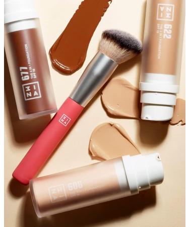 3INA MAKEUP - The All In One Brush - Coral Brush For Liquid Cream Or Powder Makeup - Soft And Compact Synthetic Bristles - Ergonomic Handle - Flat Tip - Easy to Clean - Vegan - Cruelty Free Brush for all types of makeup - Buy Online on GoSupps.com