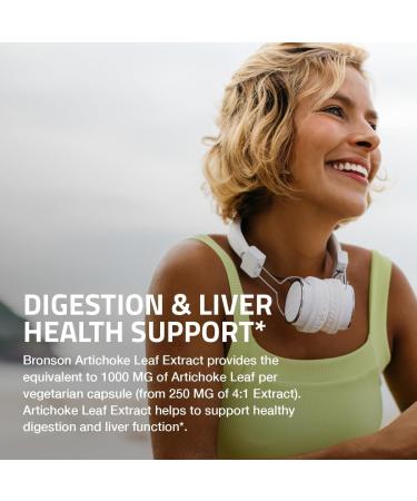 Bronson Artichoke Leaf Extra Strength Supports Healthy Digestion Healthy Liver Function, Non-GMO, 60 Vegetarian Capsules 60 Count (Pack of 1) - Buy Online on GoSupps.com
