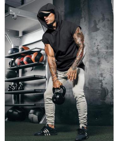 Lomon Men's Tank Top - Sleeveless Muscle Shirt & Fitness Hoodie with Cell Phone Pockets - Black XL | International Shipping Available - Buy Online on GoSupps.com