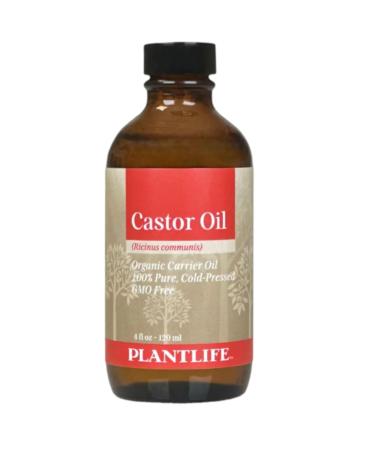 Plantlife Natural Castor Oil - Pure & Cold-Pressed for Enhanced Hair and Skin Nourishment - Ideal for Eyebrow Eyelash & Hair Growth Skin Hydration - 4 Fl Oz 4 Fl Oz (Pack of 1)