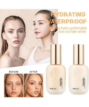 2Pcs Long Lasting Waterproof Lightweight Moisturizing Foundation Matte Oil Control Foundation Light Fog Makeup Holding Liquid Foundation Suitable for All Skin Types (02 Natural) - Buy Online on GoSupps.com