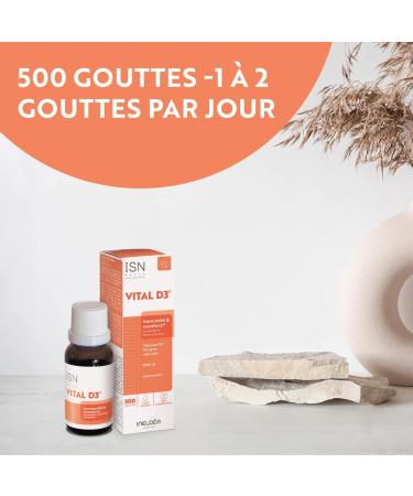 ISN - Vital D3 - 1000 UI - Compl ment Alimentaire riche en Vitamine D3 - Origine 100% Naturelle - Capital Osseux & Soutien de l'Immunit - Go t Neutre - Flacon Compte-gouttes 20ml - Buy Online on GoSupps.com