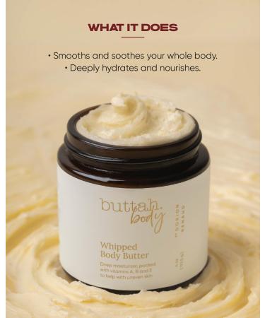 Buttah Skin Whipped Body Butter 4oz - 100% Natural & Organic - Pure Virgin Raw African Shea Butter - Moisturizer for Melanin Rich Skin - Black Owned Skincare - Buy Online on GoSupps.com