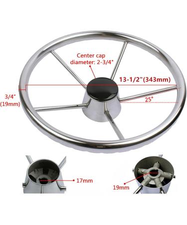 13-1/2 Stainless Steel 5 Spoke Boat Steering Wheel - Knurled Destroyer Style for Marine Yacht - Buy Online on GoSupps.com