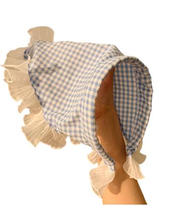 Soft and Comfortable Checkered Headbands Triangled Head Kerchief Elegant Bandanas Hair Accessory for Various Hairstyles Blue