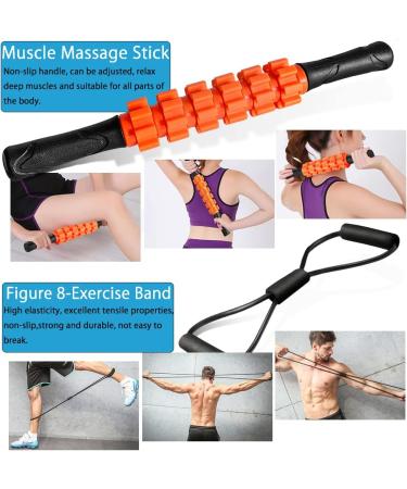 QveeTry 6-in-1 Foam Roller Set - Fascia Roll Massage Roller Rod & Fitness Straps for Yoga & Pilates - 33cm Orange | International Shipping - Buy Online on GoSupps.com
