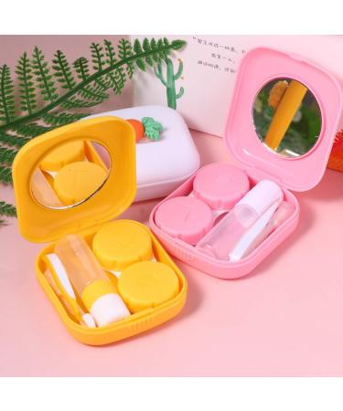 Exceart Portable Eye Contact Holder Case - Cute Contact Lens Box Kit | 4 Stylish Colors: Blue Pink Yellow White | Travel-Friendly Lens Storage & Mirror - Buy Online on GoSupps.com