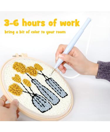 Punch Needle Kit for Beginners - Embroidery Tool with Hoop, Yarn, and Fabric for Adults and Kids - Buy Online on GoSupps.com