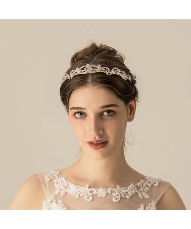 Araluky Rhinestone Crown Crystal Bridal Tiara - Princess Crown for Women and Girls - Rose Gold - Buy Online on GoSupps.com
