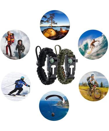 Shao Hua 5-in-1 Survival Bracelet - Multifunctional Camping Gear with Beak Compass and Lifeguard Pipe (2 Pieces: Black & Green) | Ideal for Outdoor Adventures - Buy Online on GoSupps.com