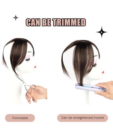 Hair Extensions Clip in Bangs Side Parted Hair Toppers for Real Human Hair 360 Cover Pieces Wispy Clip in Hair Extension Wigs for Women Human Hair Pieces for Women Daily Wear Dark Brown - Buy Online on GoSupps.com