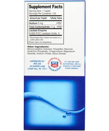 Rite Aid Fast Acting Dairy Relief Lactase Enzyme - 125 Caplets | Lactose Intolerance Supplement - Buy Online on GoSupps.com