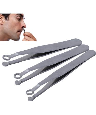 UXELY 3pcs Stainless Steel Nose Hair Clippers - Universal Trimming Tweezers for Men & Women | Round Tip Nose Trimmer for Hair Brows & Sideburns (Silver - Buy Online on GoSupps.com
