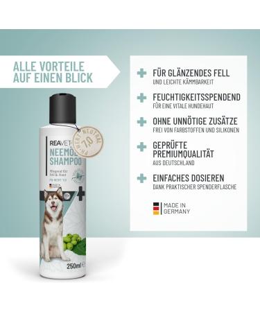Reavet Dog Shampoo 250ml - Neem Oil Formula for Itching Fleas Ticks & Mites - Suitable for All Breeds & Puppies - Pleasant Fragrance & Skin-Friendly - Buy Online on GoSupps.com