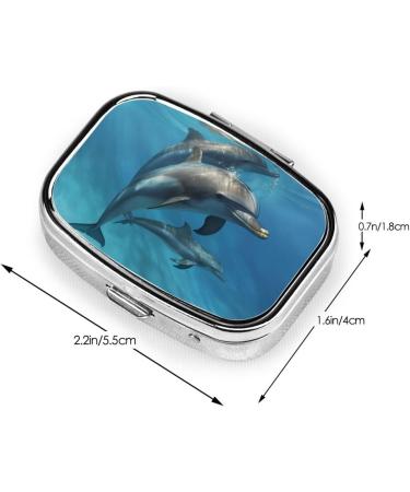 Dolphins Art Small Pill Case - Cute 2 Compartment Travel Pill Box Organizer for Pocket Purse Gifts - Buy Online on GoSupps.com