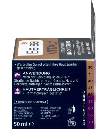 Balea VITAL + Intensive Facial Night Cream 50ml - Best German Skincare for Youthful Skin - Buy Online on GoSupps.com