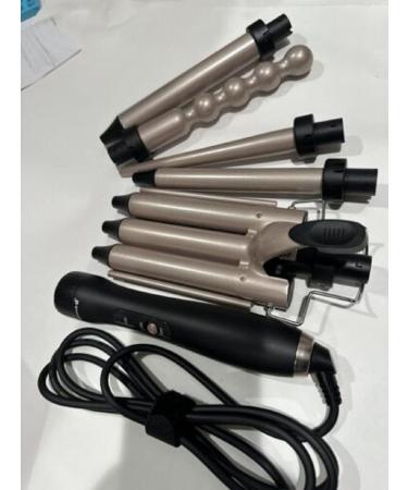 5 in 1 Interchangeable Curling Wand Set - Large Barrel Curling Iron Instant Heat Curler with LCD Temp Adjustment & 3 Barrel Hair Crimper for Gorgeous Curls - Buy Online on GoSupps.com