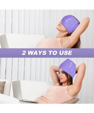 Healstok Headache Migraine Hat - Cold & Hot Therapy Ice Pack for Headaches - Purple - Buy Online on GoSupps.com