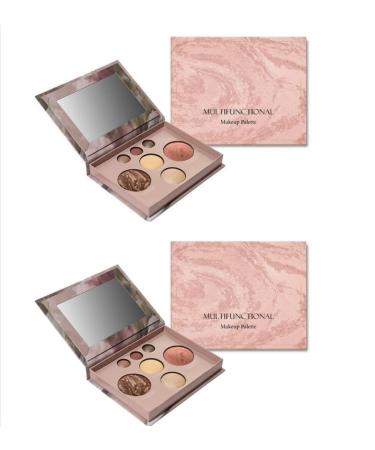 Palette de maquillage multifonctionnelle kit de maquillage portable utilisable pour les paupi res le blush et le contouring. Texture lisse pigment e et longue tenue. Miroir inclus. 2pcs