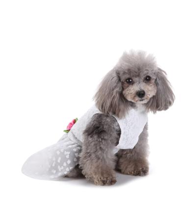 Petcute dog dress pet little dog clothing dog summer dress pet dog dress beautiful flower pet clothing Elegant Bowknot puppy skirt dog princess clothing tutu wedding lace dress white 1