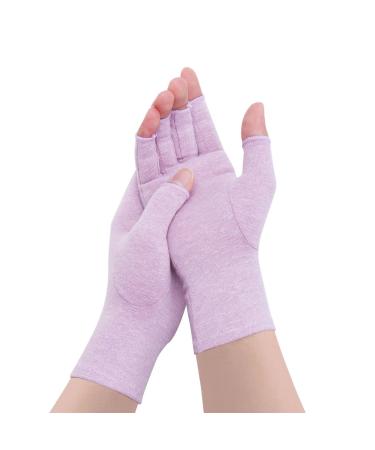 Rheumatoid Arthritis Gloves - Compression Gloves Fingerless Joint Pain Relief Hand Mitten Warmth Gloves Carpal Tunnel Gloves for Women Men L Purple A