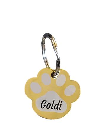Hog brand made of stainless steel in paw shape with engraving - animal brand dog cat puppy 3 sizes 6 colors (m 31.5mm x 29mm yellow gold) m 31.5mm x 29mm yellow gold