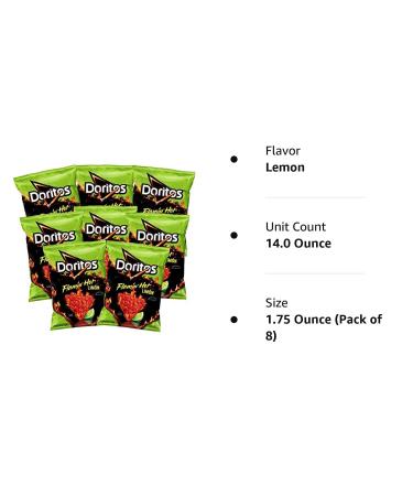 Doritos Flamin Hot Limon Flavor Tortilla Chips 1.75 oz (Pack of 8) - Spicy Citrus Crunch, Snack Size Packs | Buy Now! - Buy Online on GoSupps.com