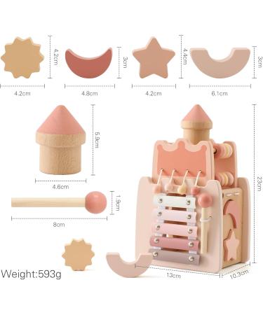 Motor Cubes Wooden Toy - 5-in-1 Lock Activity Center for Babies | Montessori Motor Skills Toy | Perfect Birthday Gift for Girls in Pink - Buy Online on GoSupps.com