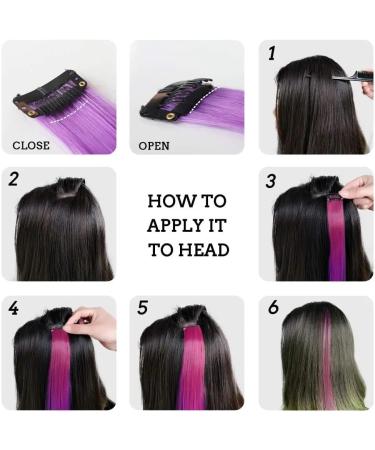 Vebetter Coloured Hair Extensions Clips 24 Pieces Colourful Hair Extensions Clip Rainbow Colour Straight Synthetic Hairpiece Party Highlights Colourful Clip in Hair Extensions for Women Girls  - Buy Online on GoSupps.com