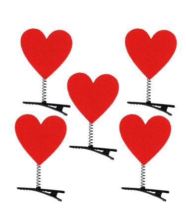 5 Pcs Children Hairpins Cartoon Heart Elastic Spring Anti-slip Stainless Reusable Lightweight Sweet Girls Hair Clips Hair 5pcs