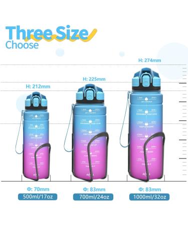 Coolfel Leakproof Sport Drinking Bottles for Kids - BPA Free Tritan Time Marked 500ml to 2L | Perfect for School Gym & Sports - Blue-Purple - Buy Online on GoSupps.com