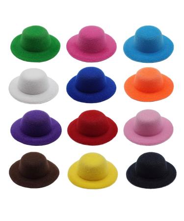 12 Colors Mini Formal Hats Miniature Doll Hats Hat for DIY Crafts Hair Accessories Decorate(2.3/5.8cm)
