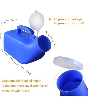 Urinals for Men Thick Firm Portable Urinal Urine Collection for Incontinence Elderly Travel Bottle and Emergency (Blue) 2 Packs-1200ml Happy - Buy Online on GoSupps.com