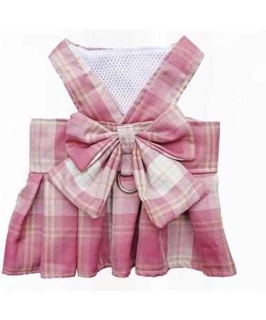 Buy Oyccen Dog Grid Dress Harness & Leash Set | Bow Tie Princess Outfit for Small Dogs & Cats Pink - Buy Online on GoSupps.com