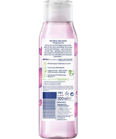 Nivea Natural Balance Shower Gel with Wild Rose Fragrance and Organic Argan Oil (300 ml) Nourishing Shower without Allergenic Fragrances Vegan Shower for Dry and Sensitive Skin - Buy Online on GoSupps.com