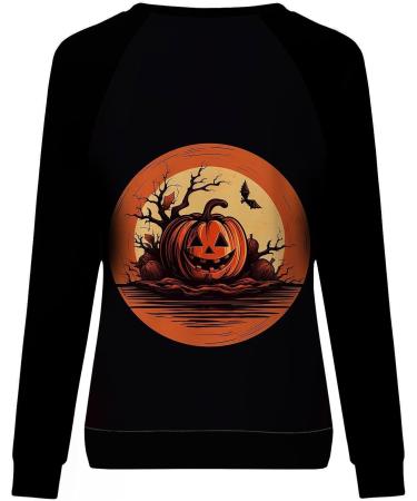 Halloween Costumes Printed Fashionable Casual Long Sleeved Zipper Round Neck Hoodies Sweater Tops Fleece Sweater Orange Small - Buy Online on GoSupps.com