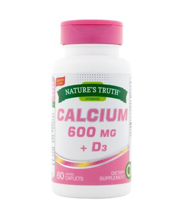 Nature's Truth Calcium 600 mg + D3-60 Coated Caplets Pack of 2