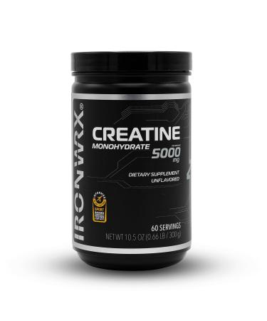 IRONWRX Creatine Monohydrate Powder | Unflavored | 60 SERVINGS | 5000 MG Creatine per Serving |For Muscle Growth and Brain Function